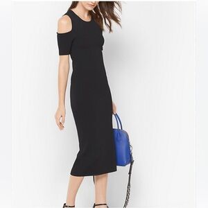 Michael Kors Elegant Black Cold Shoulder Dress